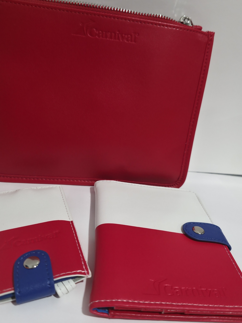 Carnival Red and White Travel Pouch & Passport Holder Set